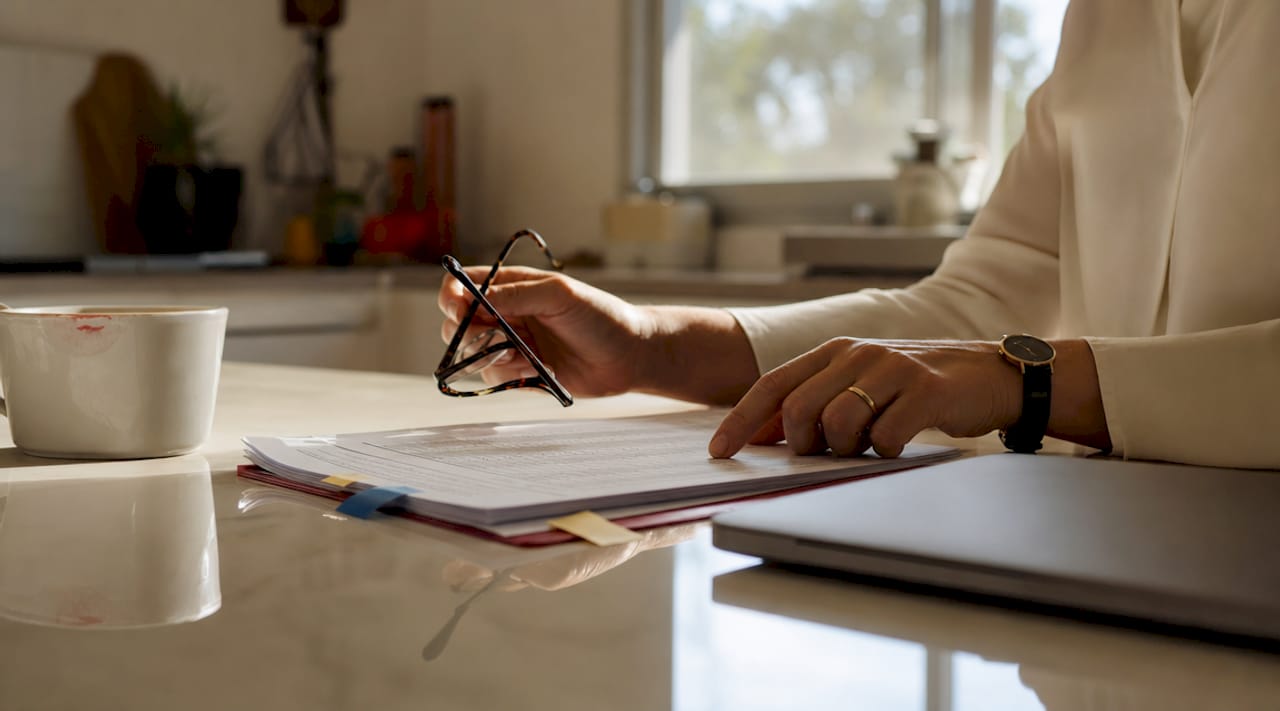 Therapist hands reviewing clinical supervision checklist