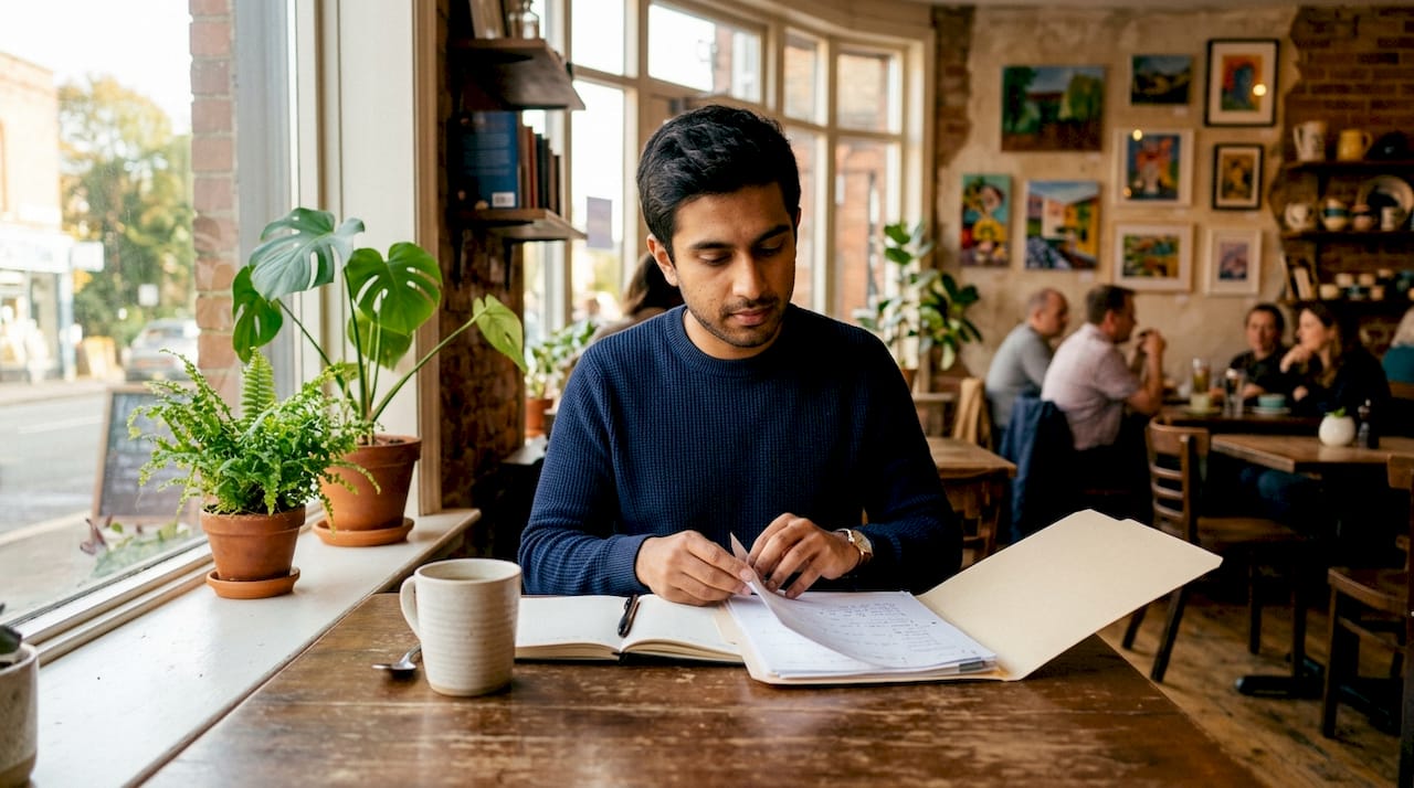 South Asian therapist preparing for session