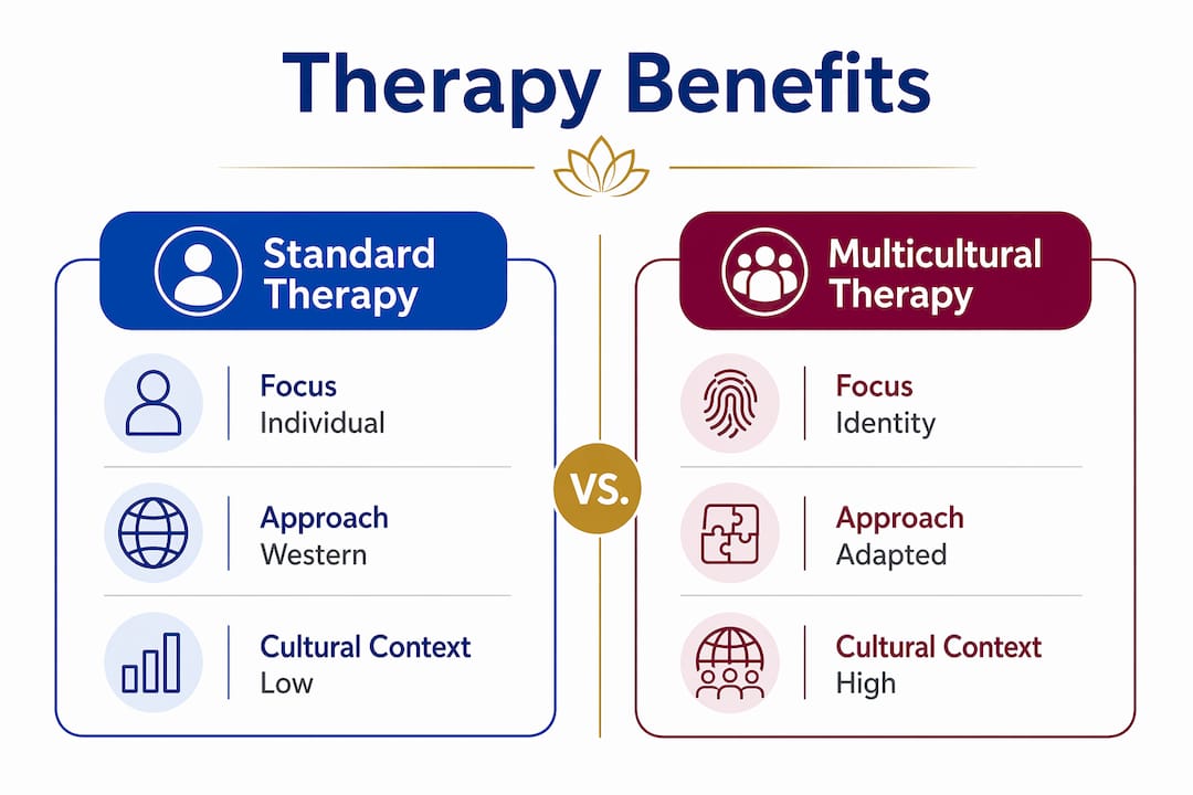 Infographic comparing therapy benefits
