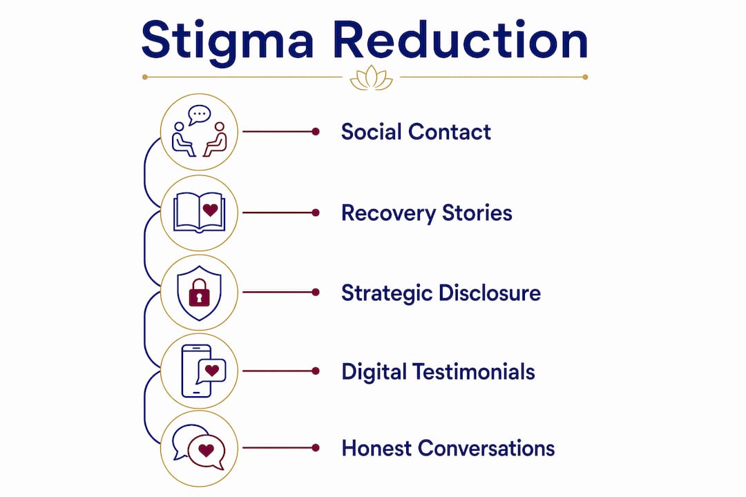 Infographic illustrating stigma reduction steps