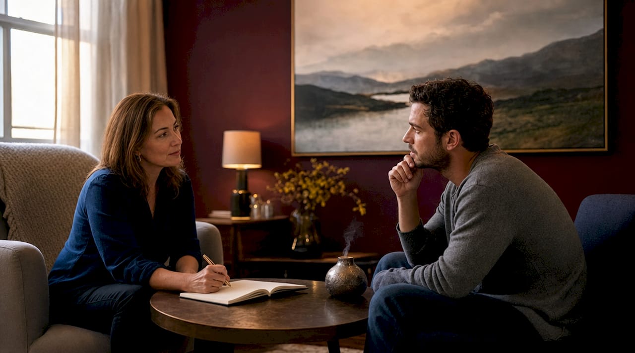 Therapist conducting RTT hypnotherapy session