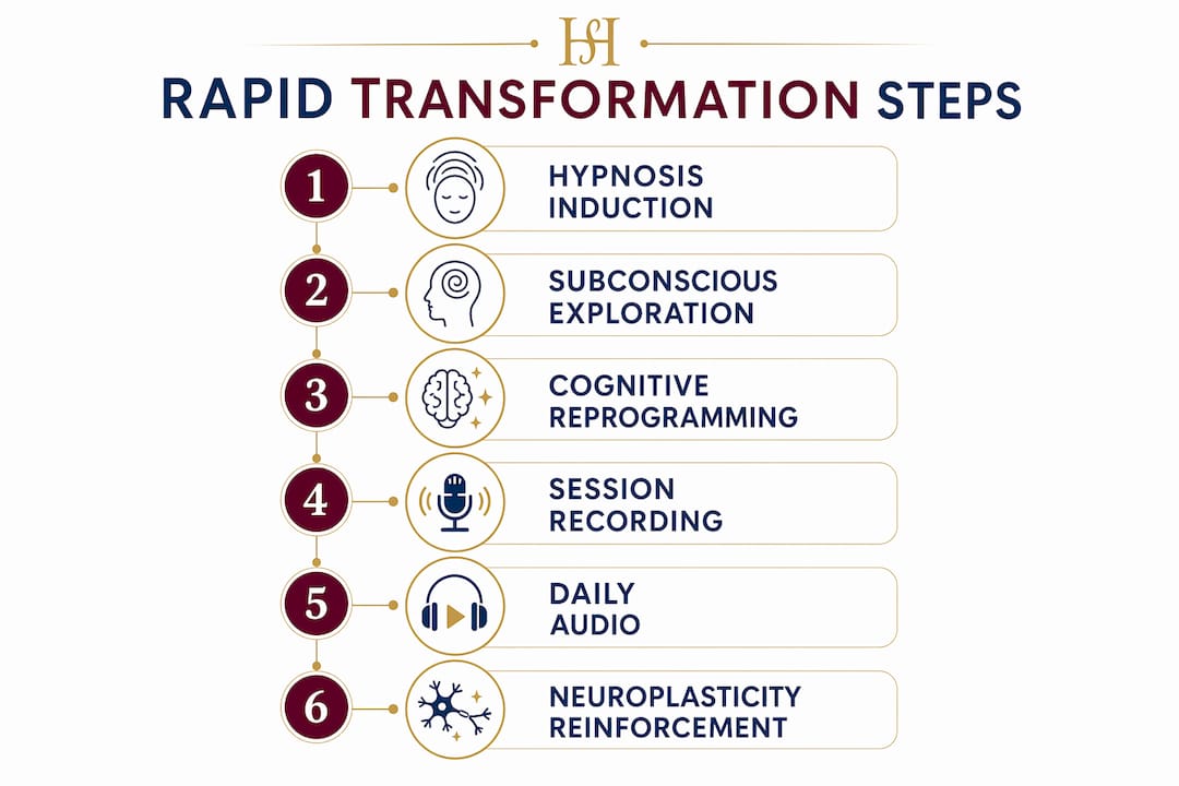 Infographic showing six-step rapid transformation process