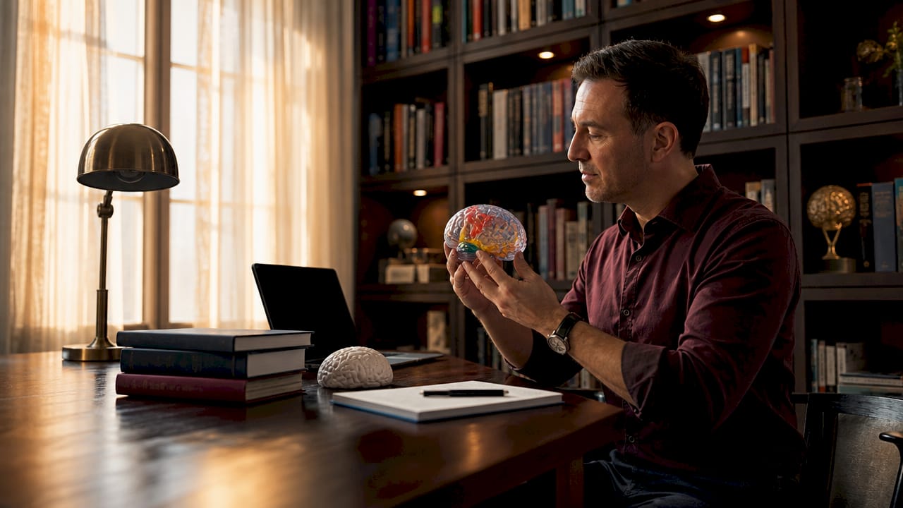 Hands holding brain model illustrating neuroplasticity