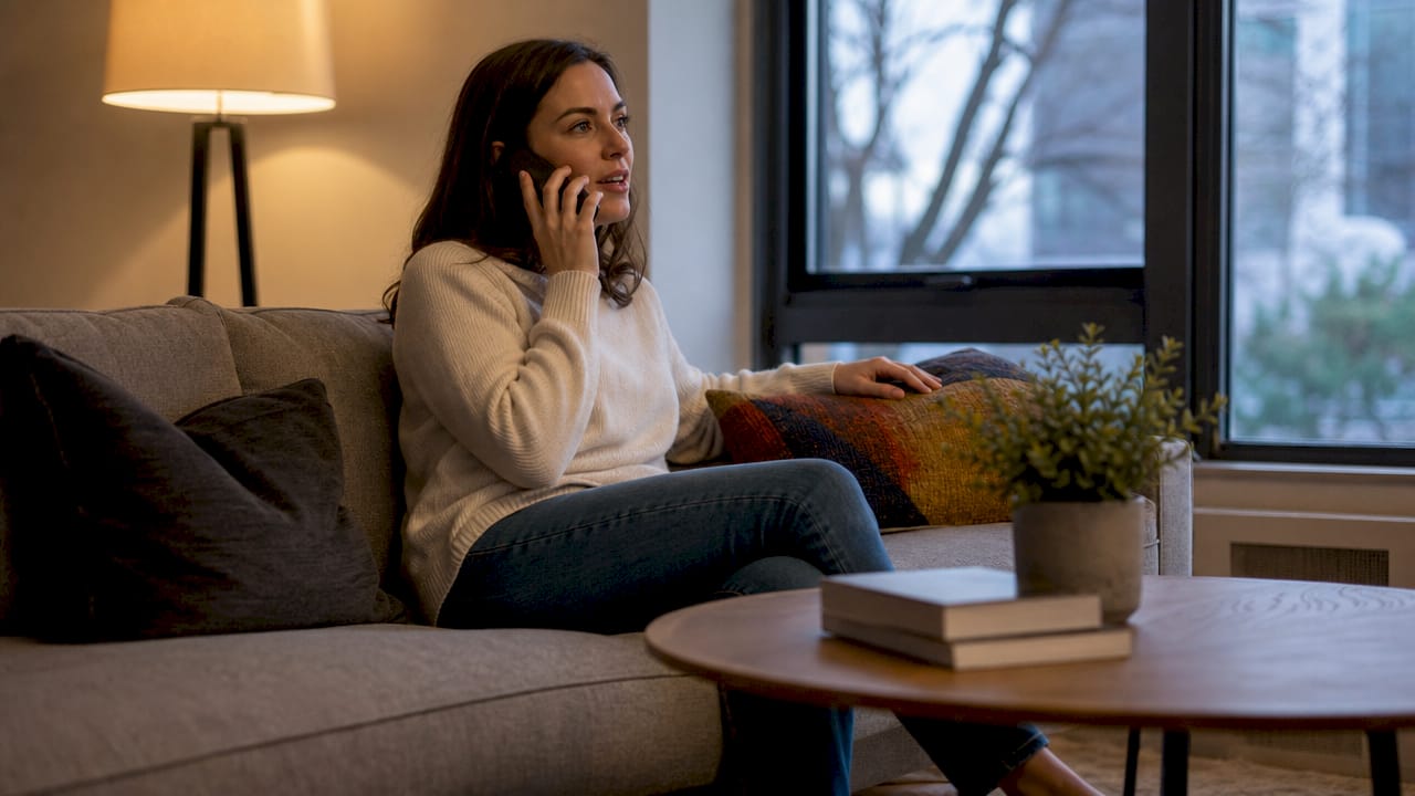Person on phone receiving crisis support