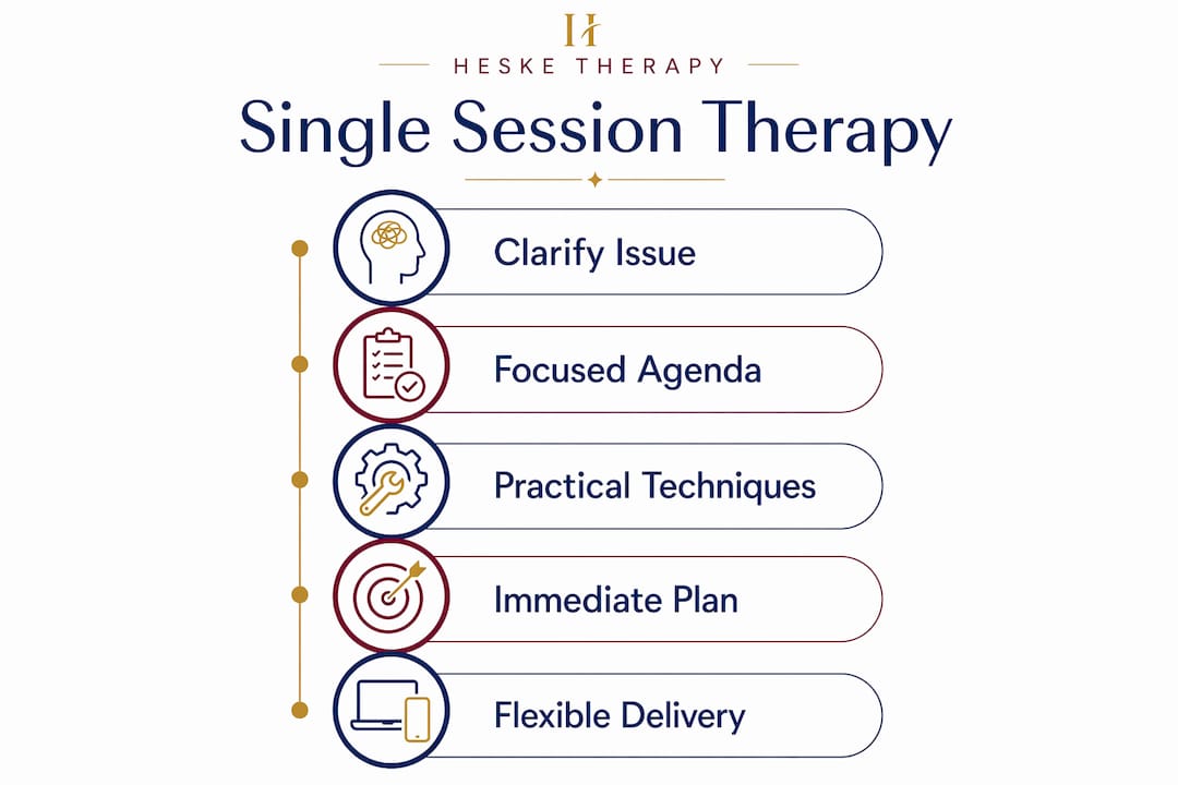Infographic outlining single session therapy key steps