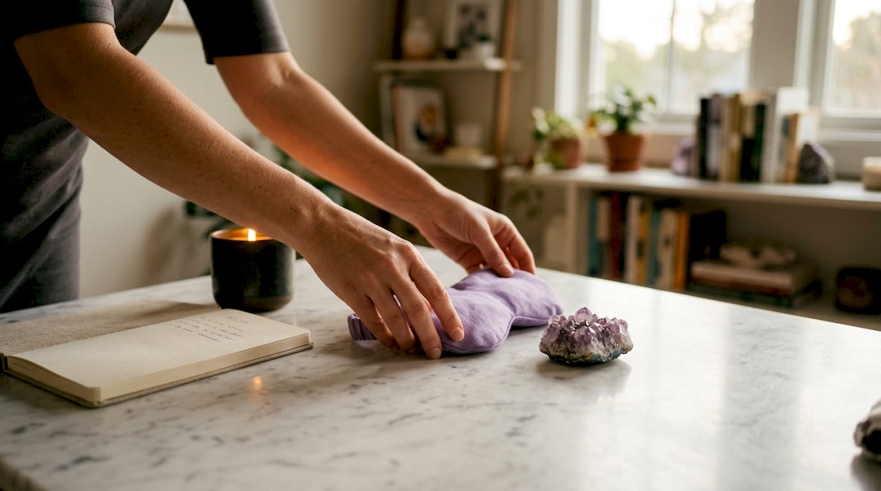 Therapist preparing therapy tools on table