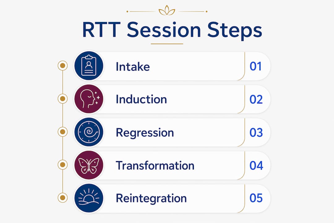 Infographic illustrating RTT session step flow