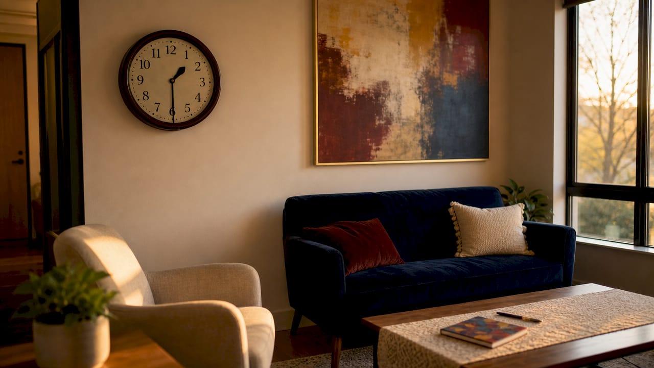 Wall clock showing therapy session length