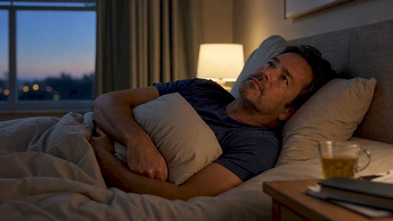 Hands clutching pillow during restless sleep