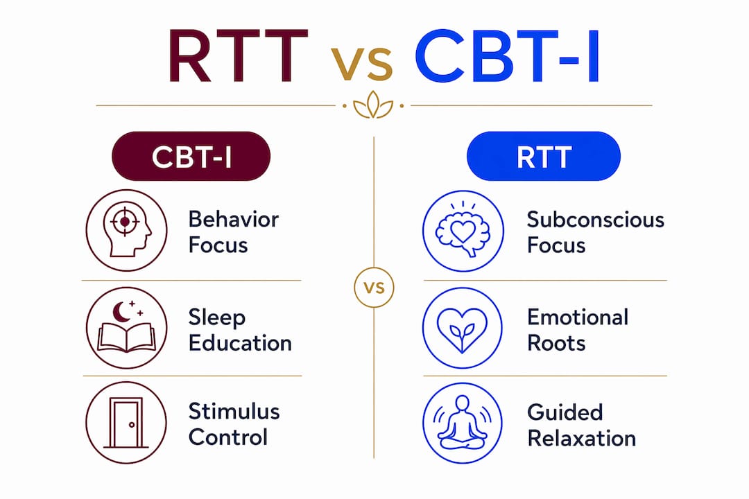 Infographic comparing RTT and CBT-I sleep therapies