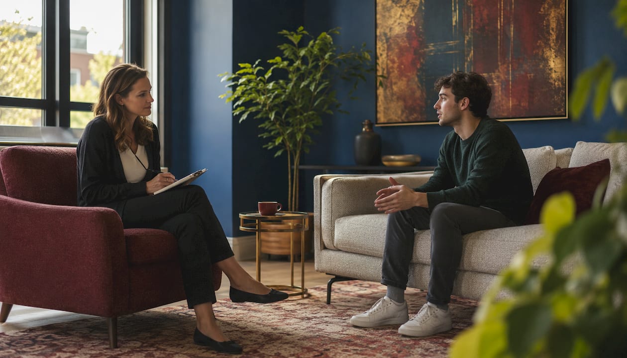 Therapist and patient in counseling session
