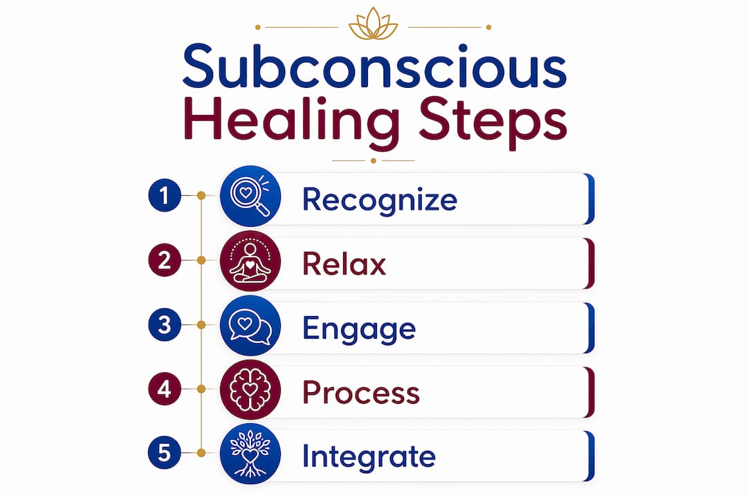 Infographic showing subconscious healing steps