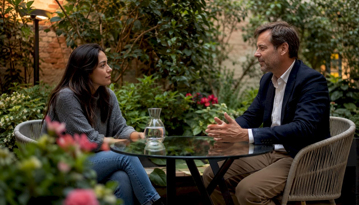 Therapist and patient consultation in Madrid clinic