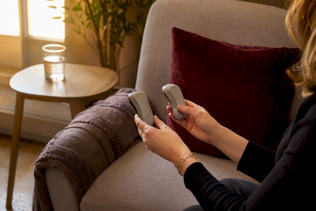 Therapist holding EMDR bilateral stimulation devices