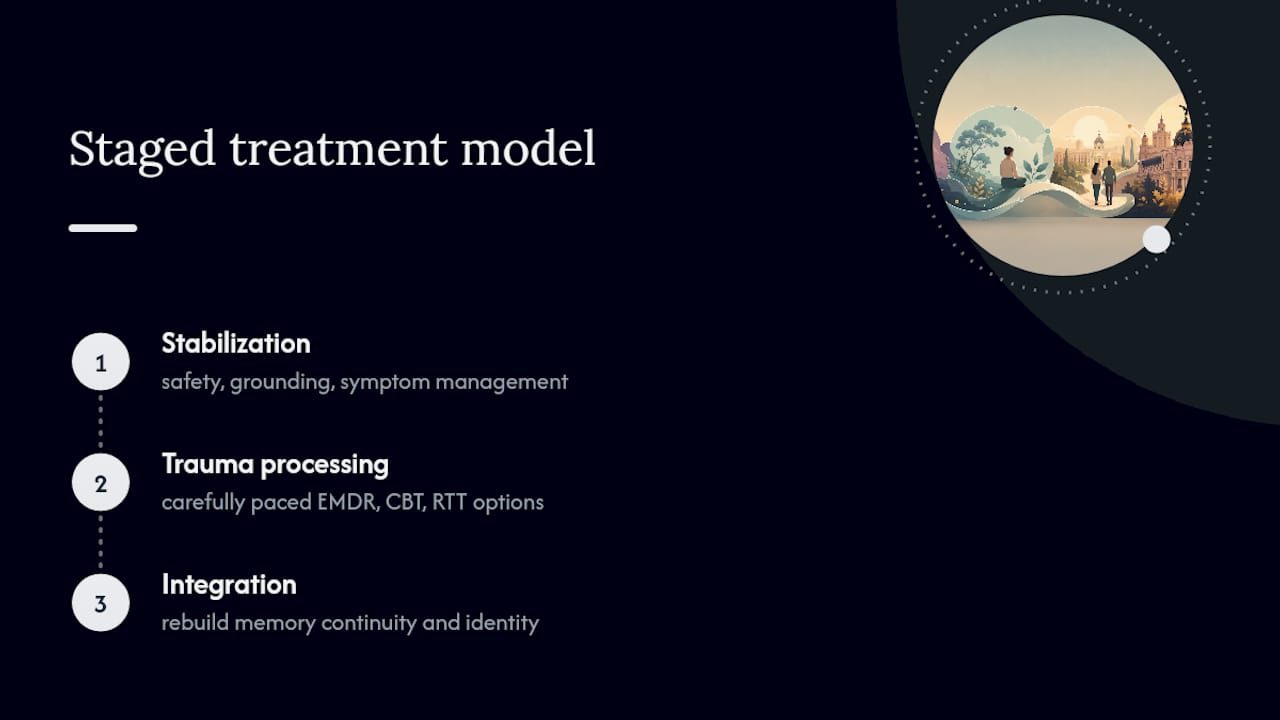 Heske Therapy: Clinical Approach to Treating Dissociation — overview diagram
