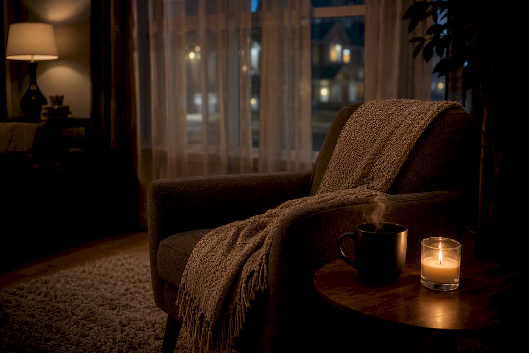 Cozy bedroom setup for sleep autohypnosis