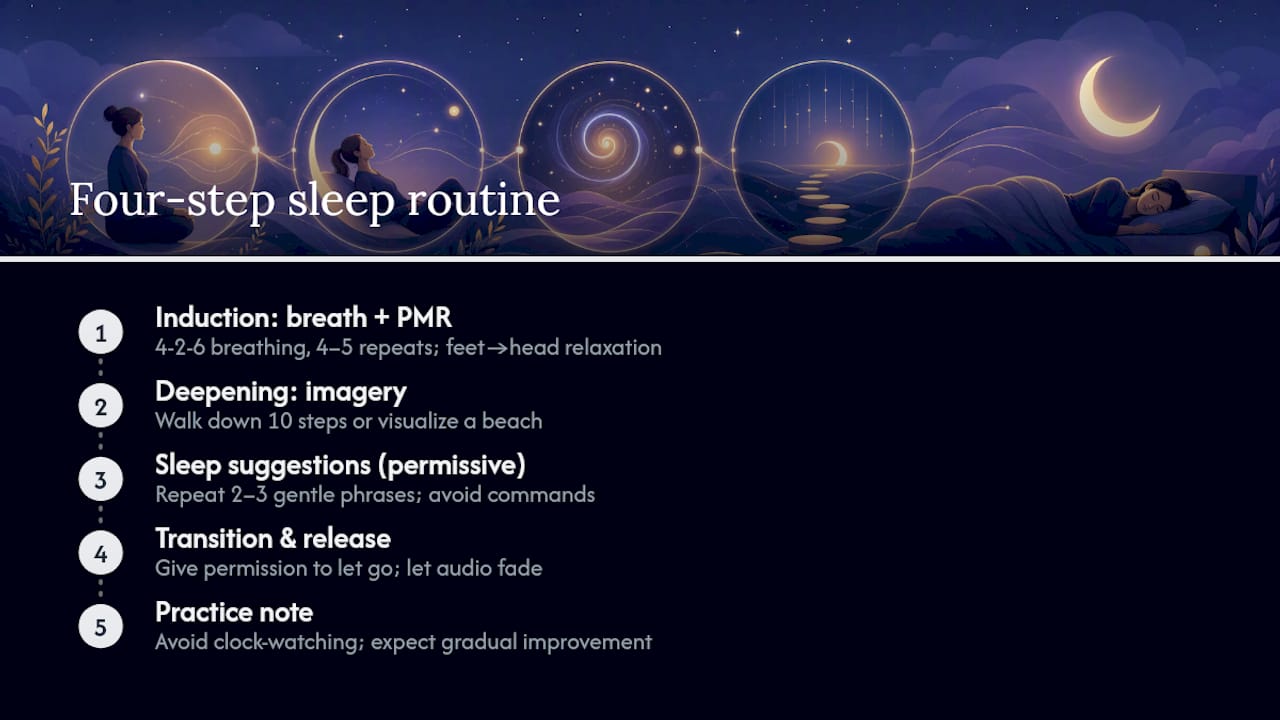 Four-step autohypnosis routine diagram