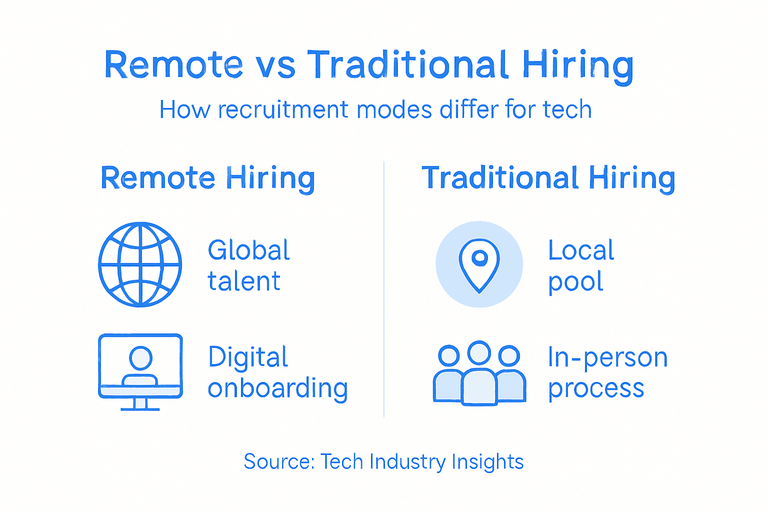 Infographic comparing remote and traditional hiring