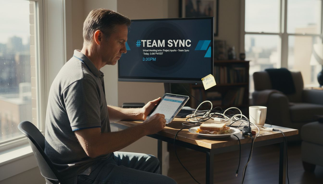 Man using remote work technology at home