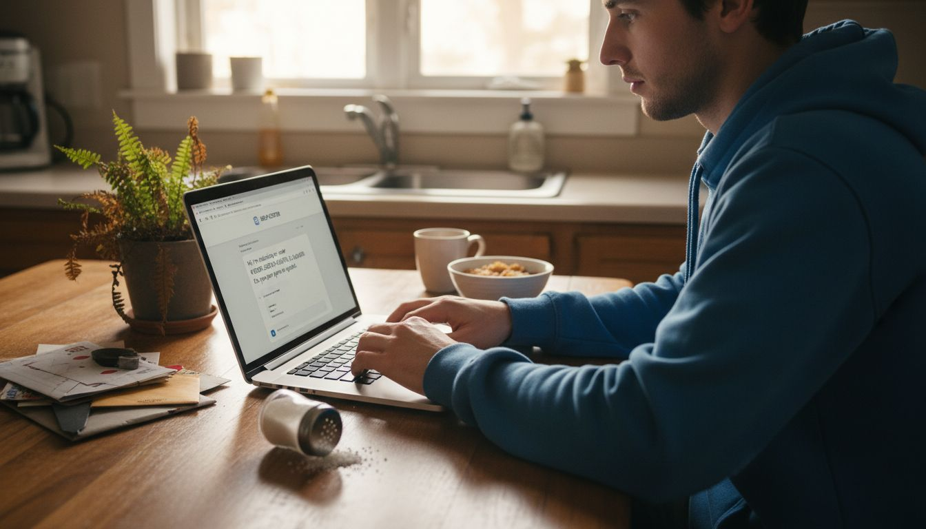 Person chatting with support bot while shopping online