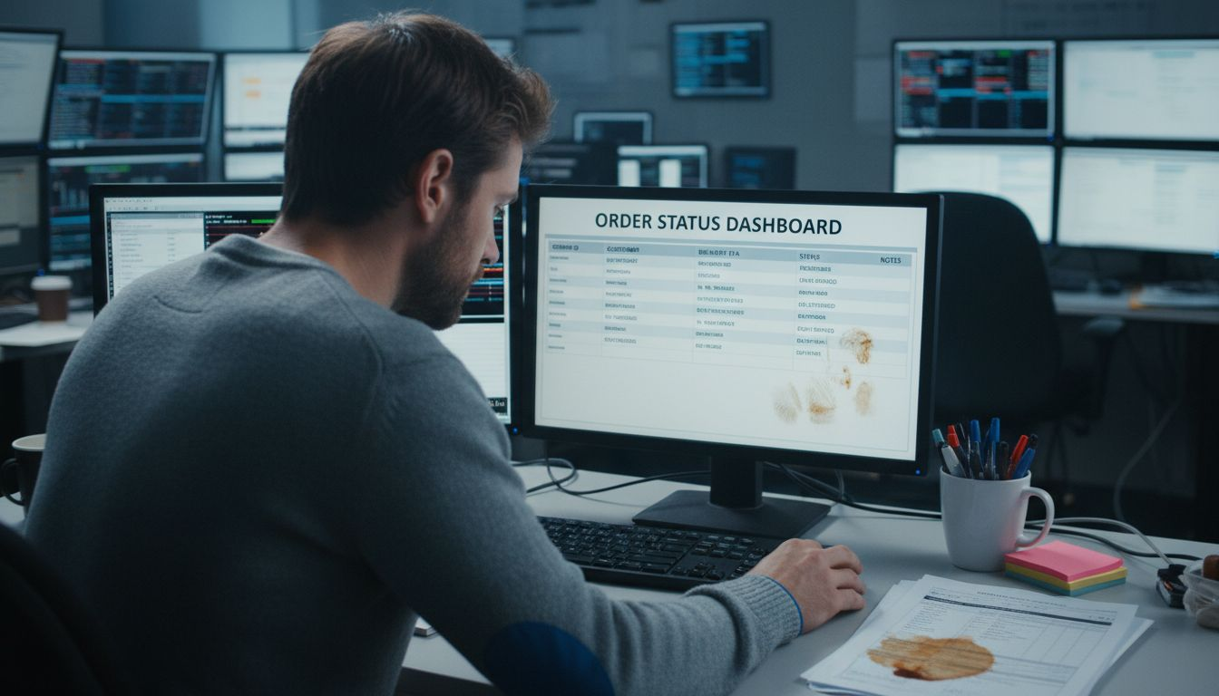 Support agent checks chatbot order dashboard