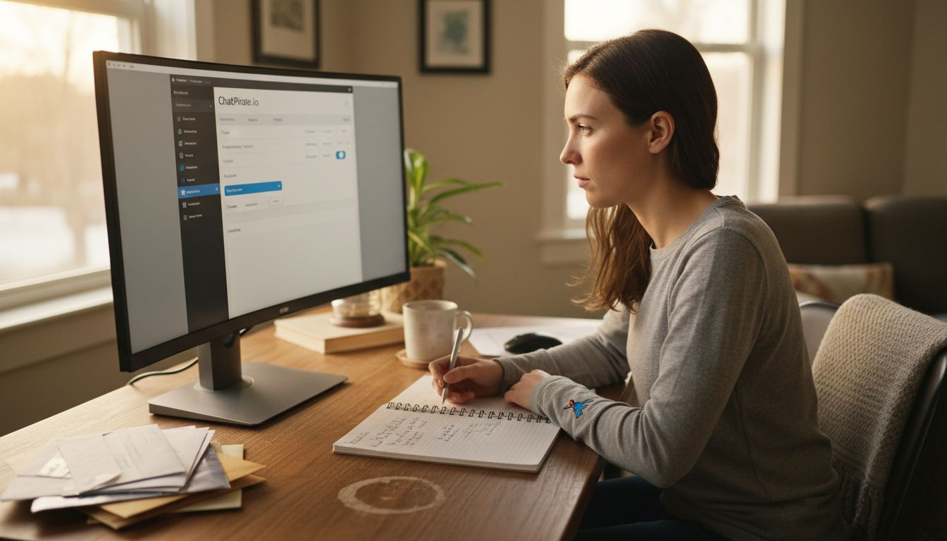 User sets up chatbot on dashboard at desk