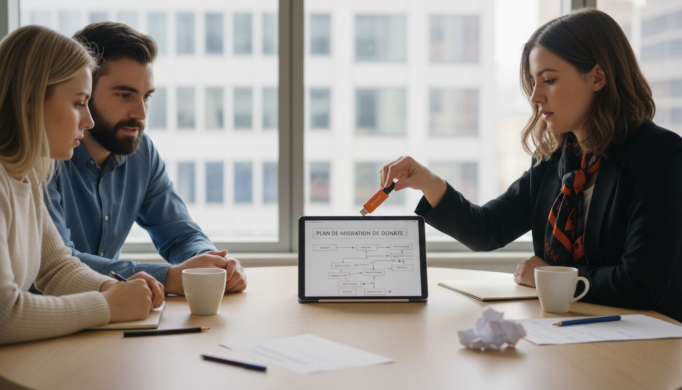 Réunion d’équipe consacrée à la migration des données