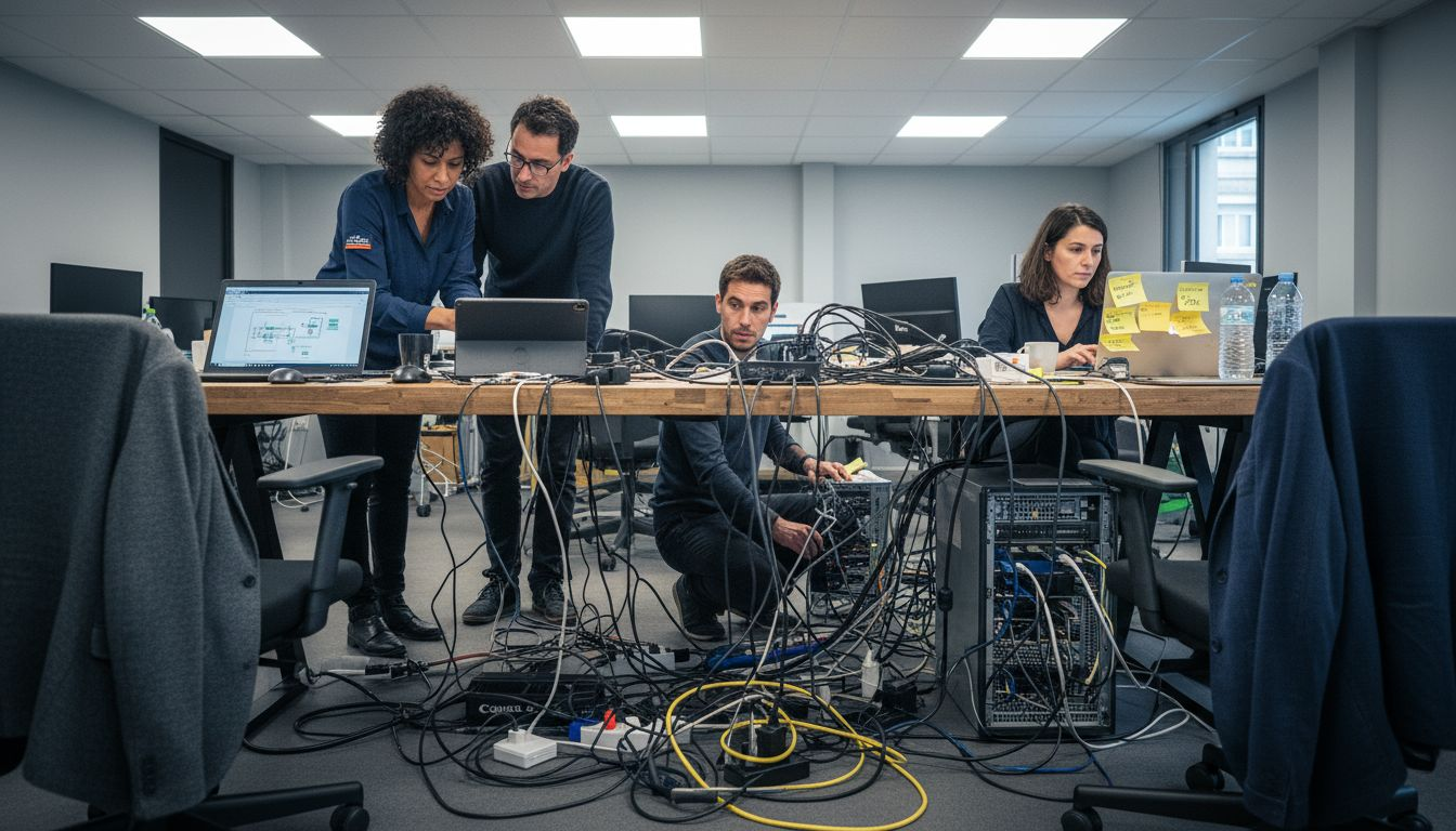 Une équipe qui adopte de nouveaux outils informatiques pour optimiser le travail au bureau.