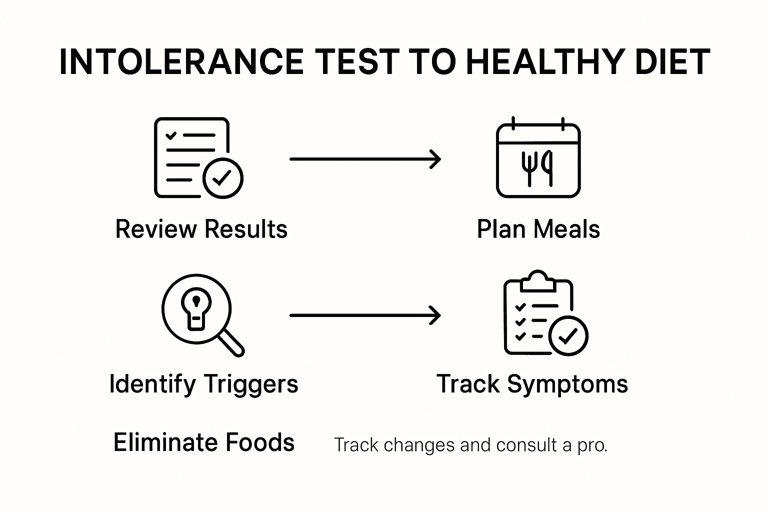 Infographic showing intolerance test process and dietary steps