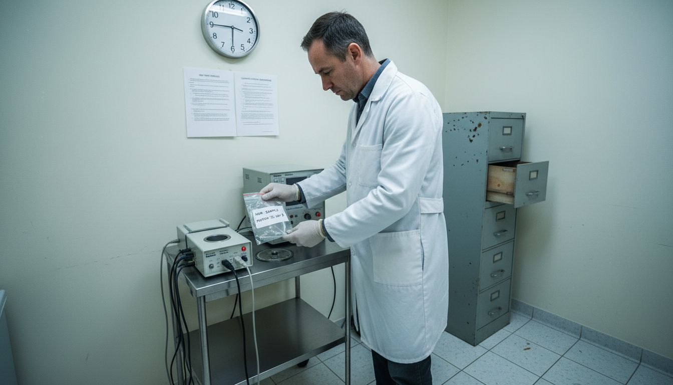 Technician preparing bio-resonance hair test device