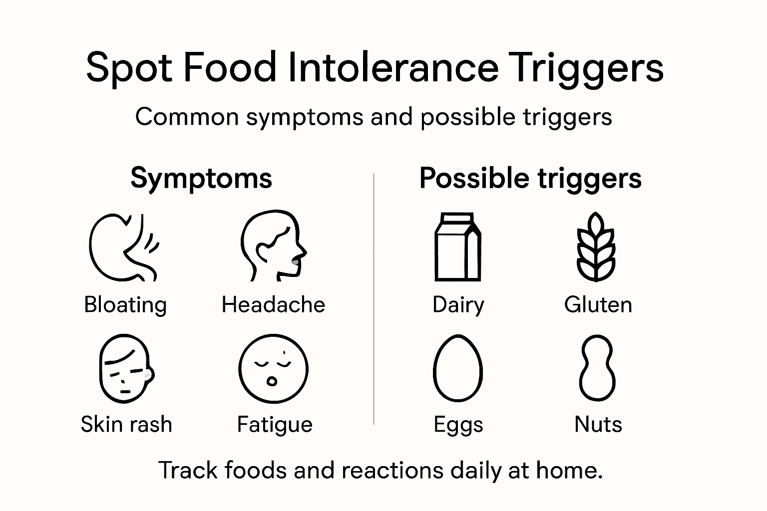 Infographic of symptoms and trigger foods