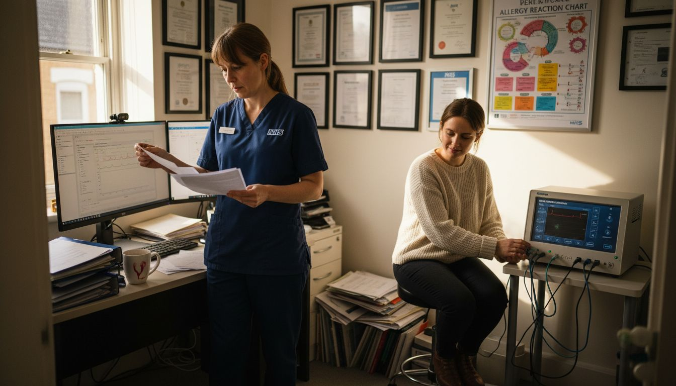 Side-by-side NHS and bioresonance practitioners in office