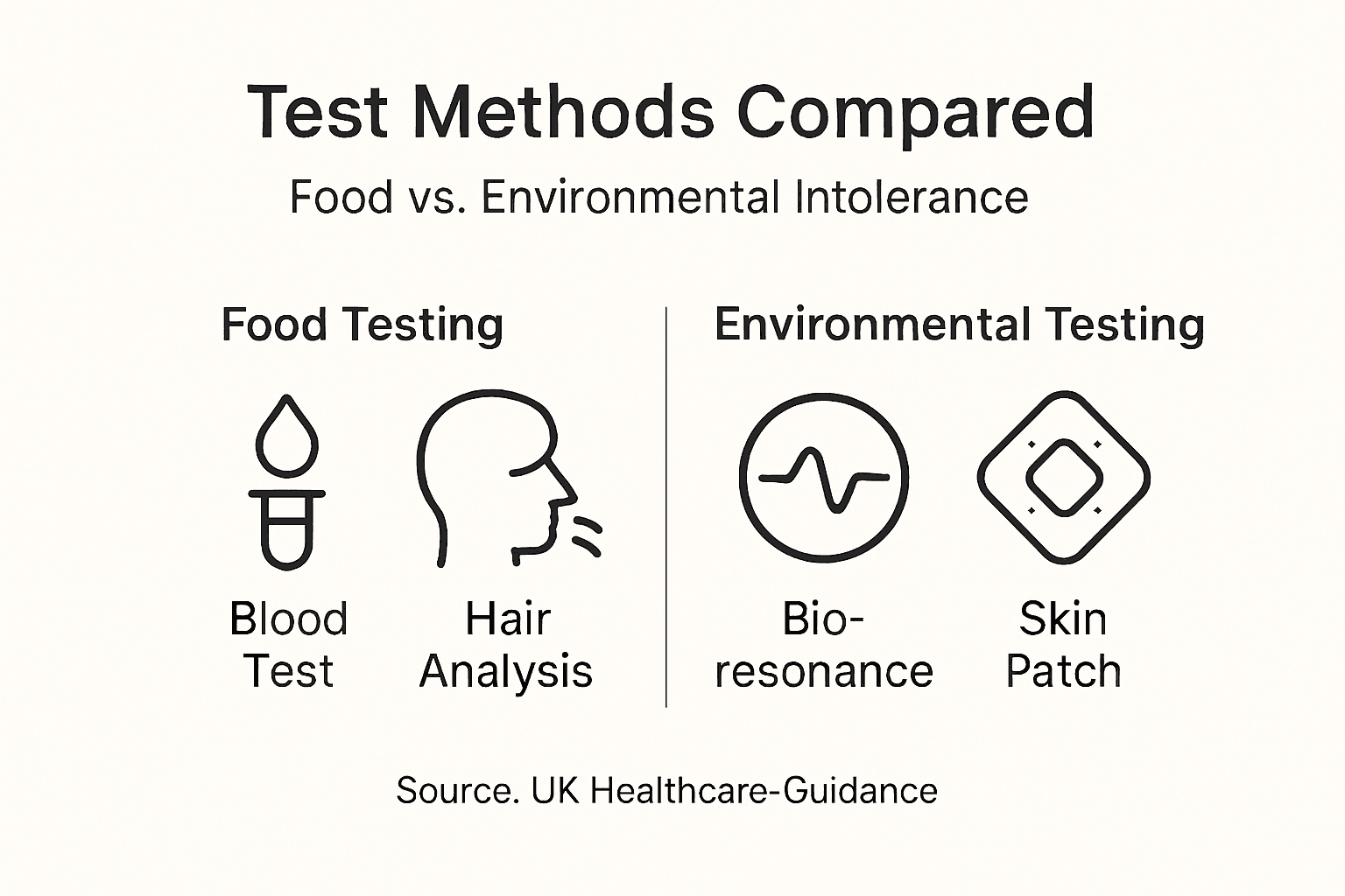 Infographic comparing UK intolerance test methods