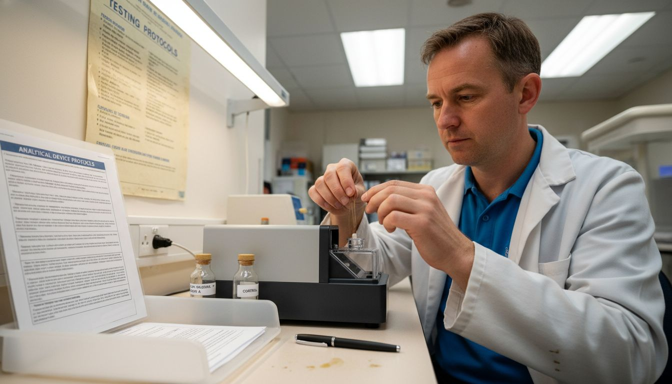Technician prepares hair sample for bioresonance test
