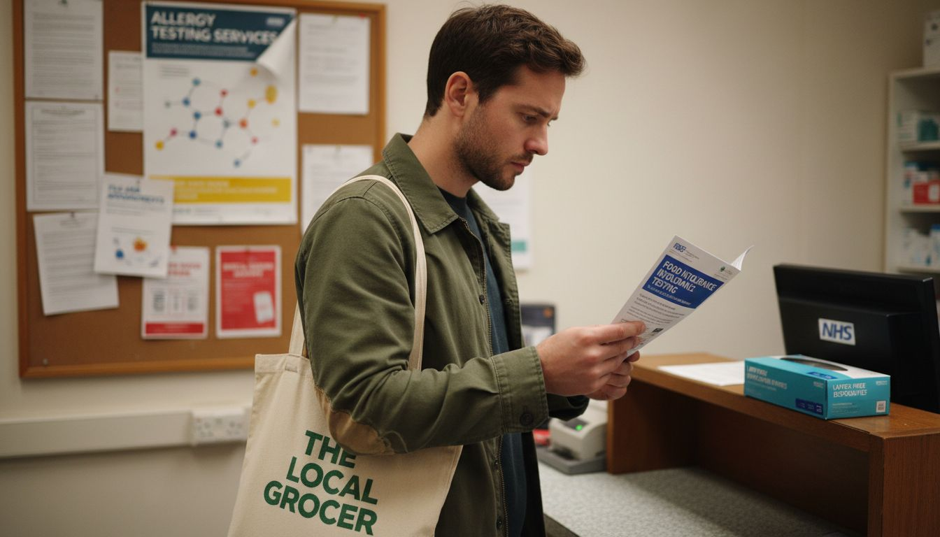 Man reviewing intolerance test options at clinic