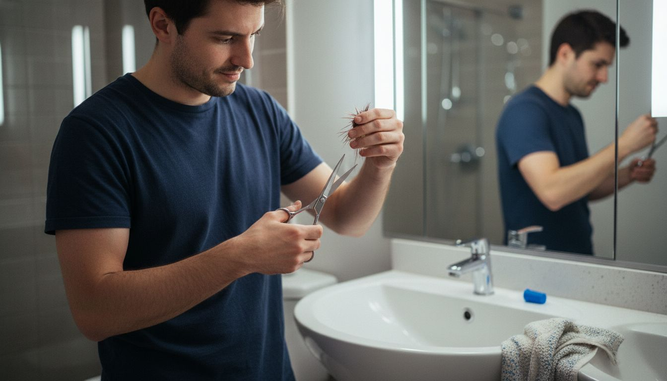 Man collecting hair sample for testing
