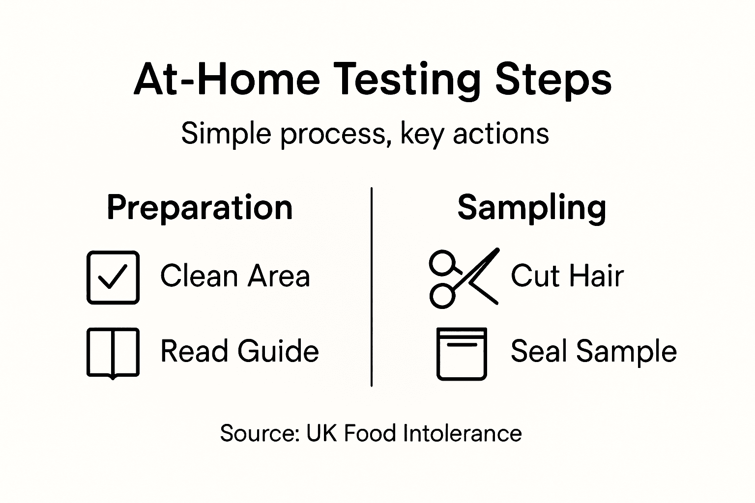 Infographic displaying home intolerance test steps