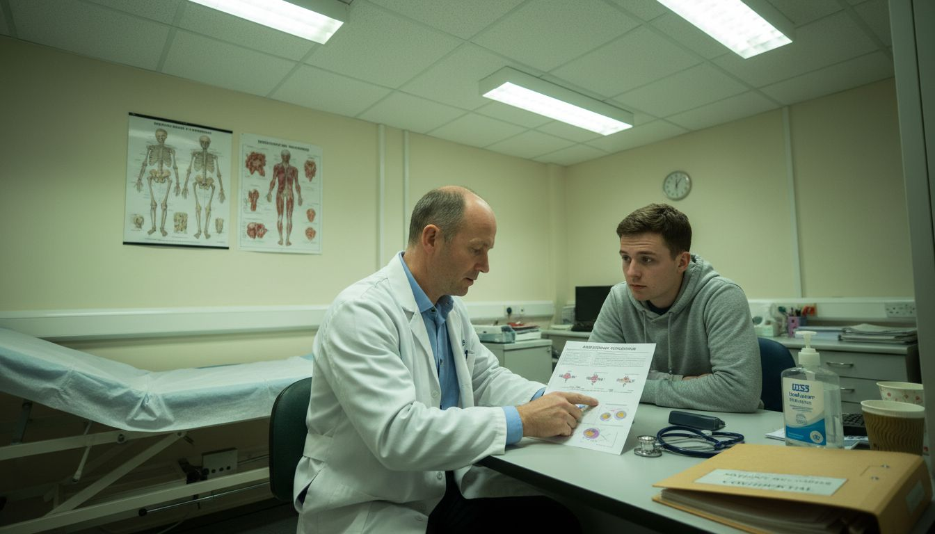 Doctor explaining autoimmune food sensitivity chart