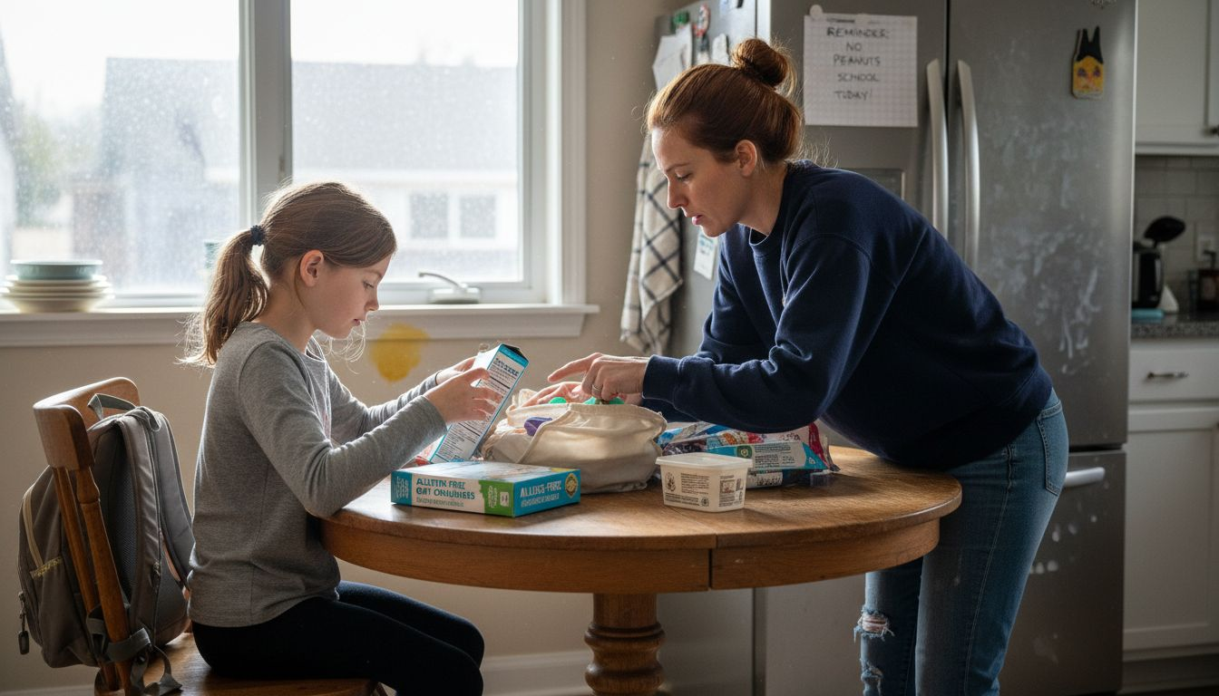 Child and parent manage allergies at home