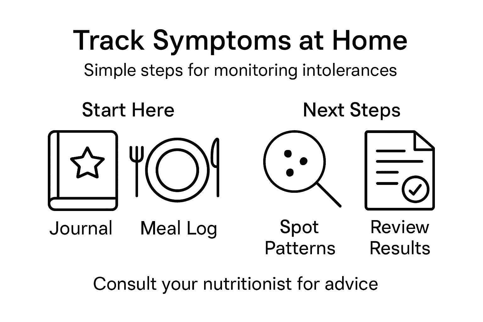Infographic of home intolerance tracking steps