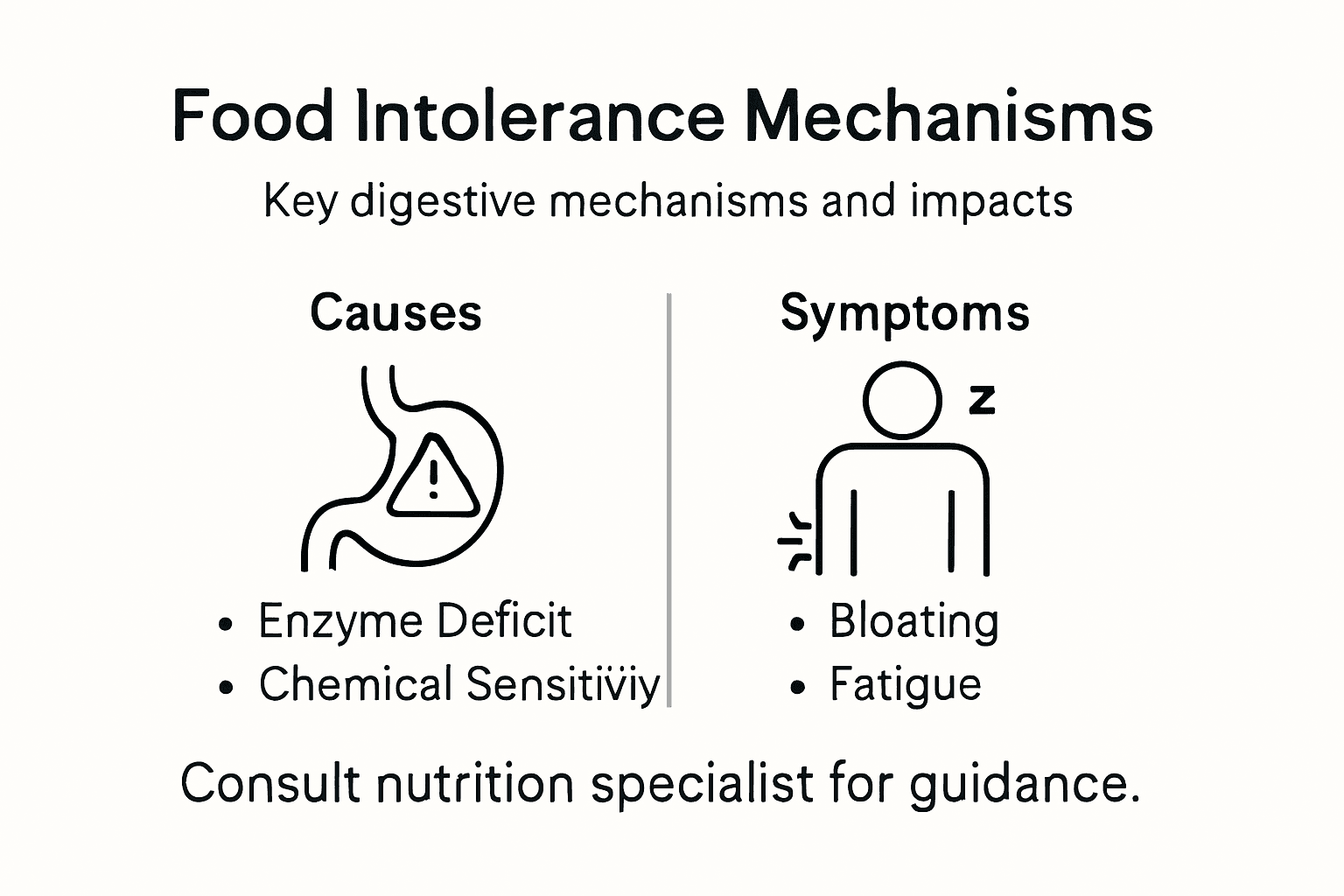 Infographic on causes and symptoms of food intolerance