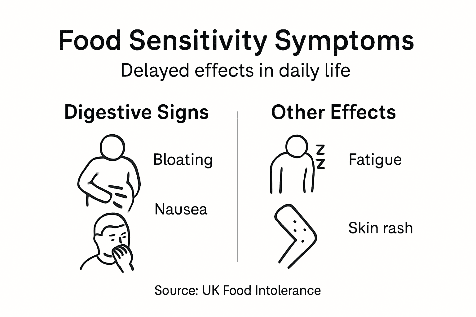Infographic showing food sensitivity symptom overview