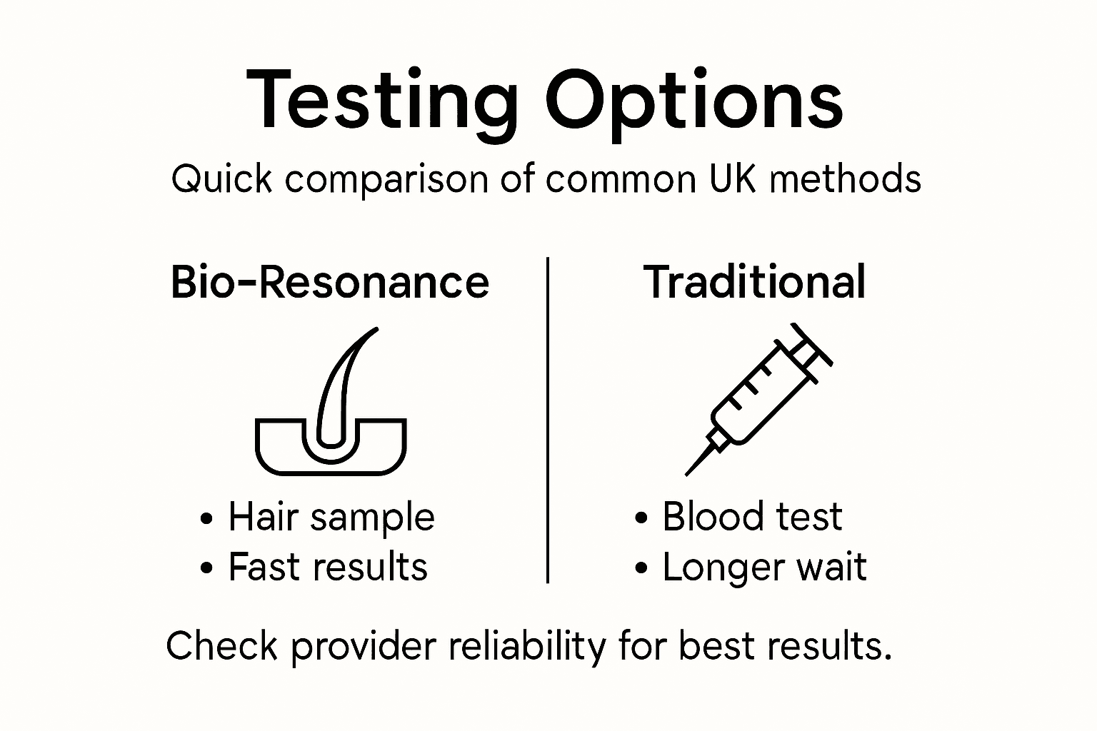 Infographic comparing UK intolerance testing methods