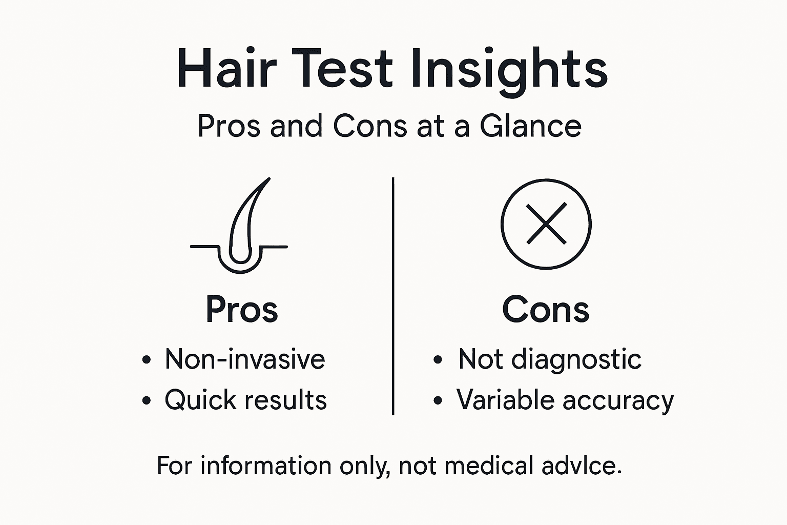Infographic showing pros and cons of hair testing