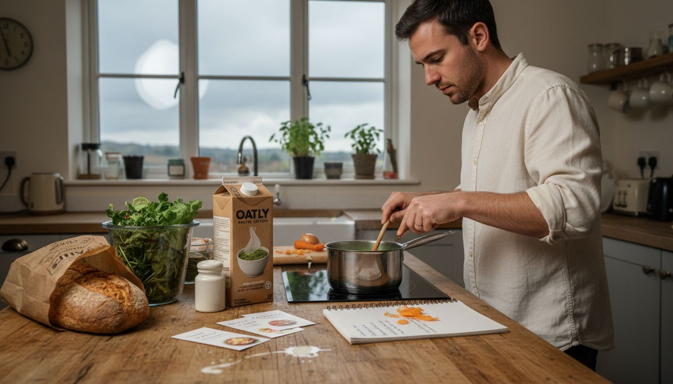 Man preparing balanced elimination diet meal