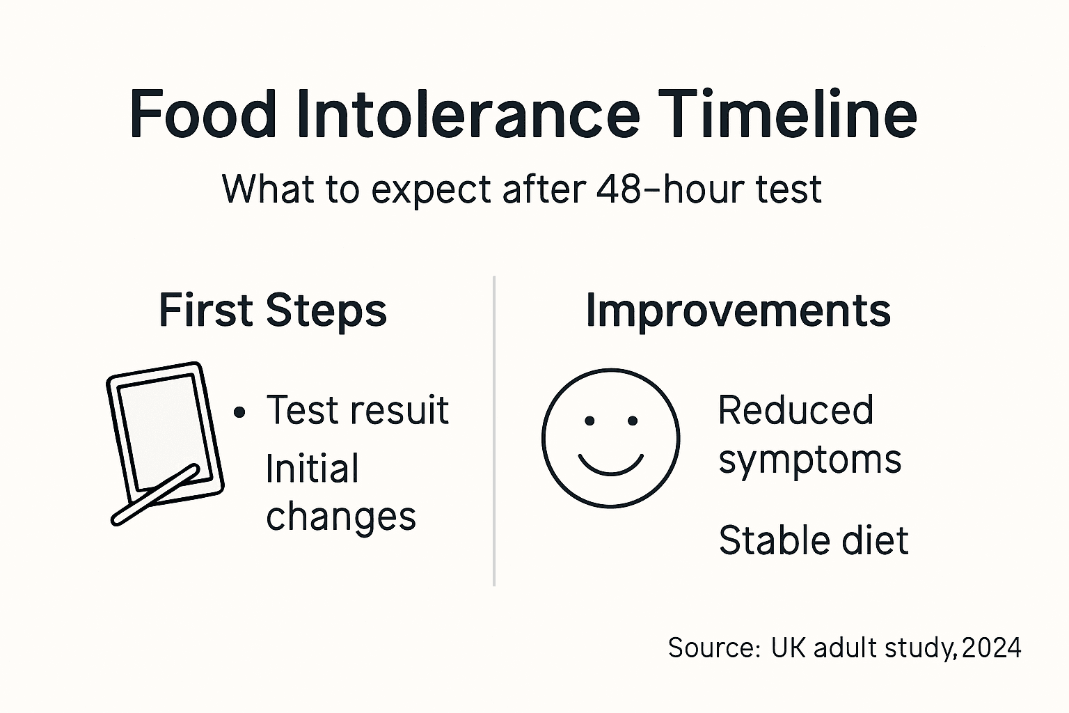 Infographic showing expected food intolerance test outcomes