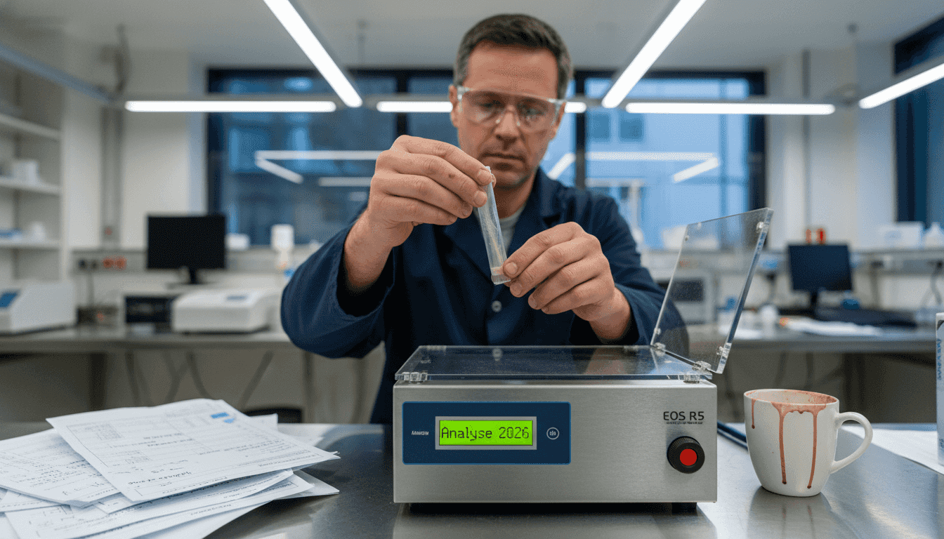 Lab technician analysing hair sample