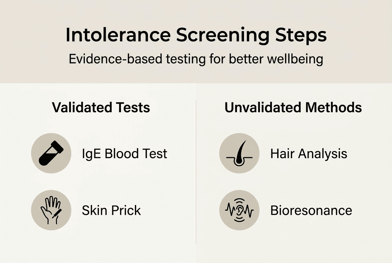 Infographic visualizing intolerance testing options