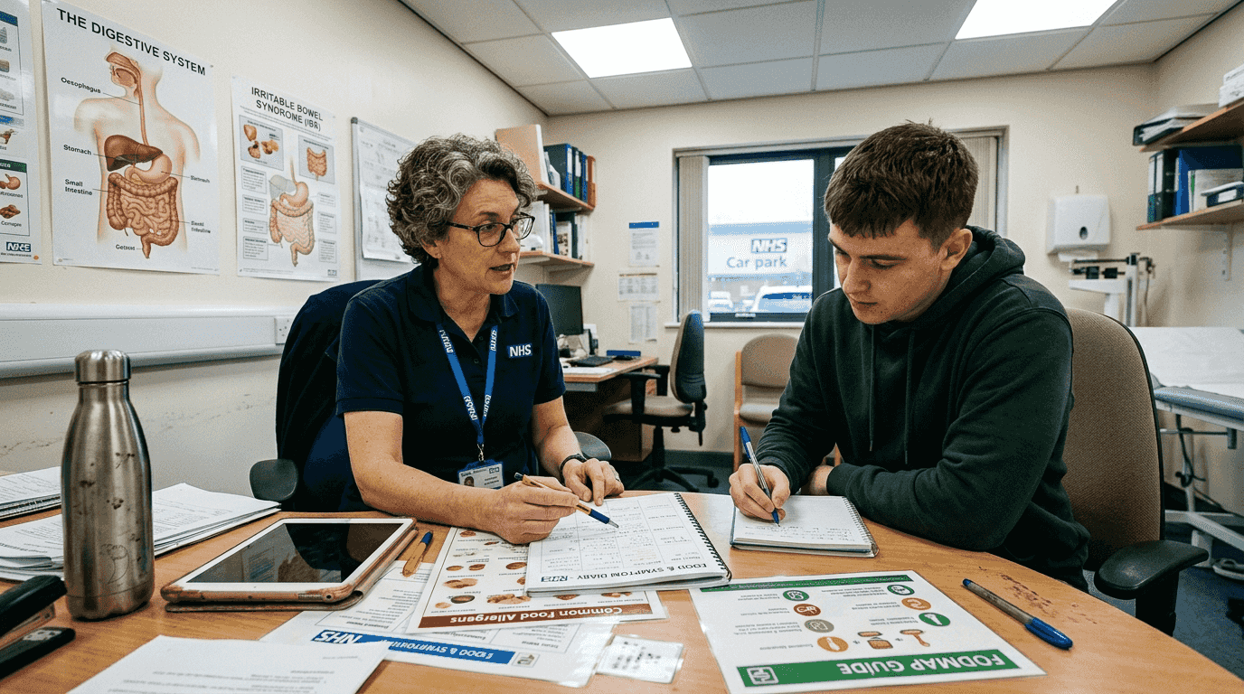 Dietitian and patient reviewing food diary together
