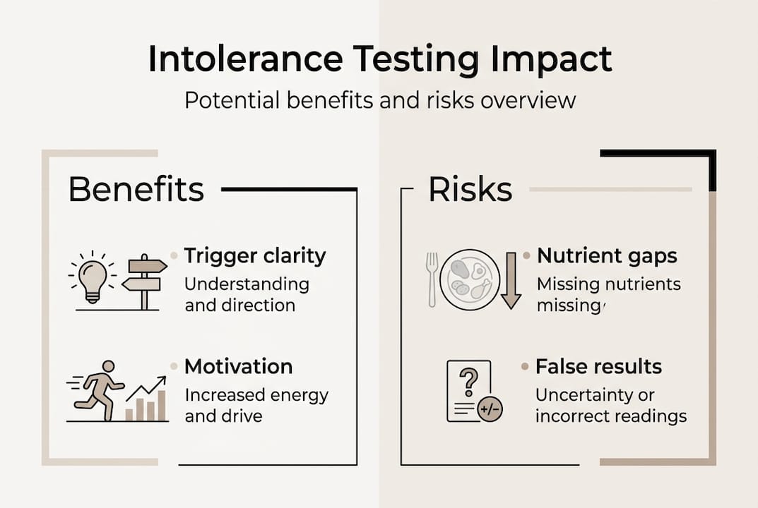 Infographic showing intolerance testing pros and cons